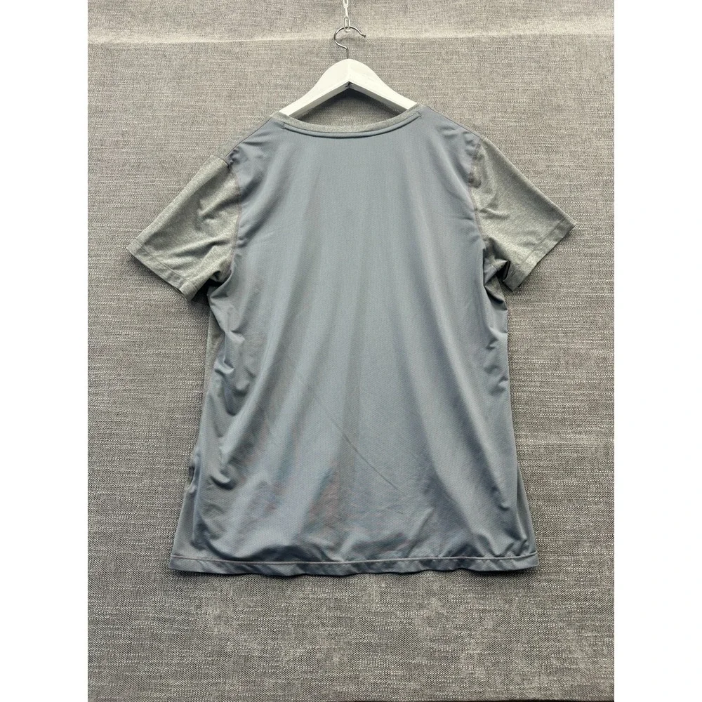 Nike Dri Fit Tee Shirt Mens XL Gray Swoosh‎ Logo Short Sleeve V Neck Streetwear